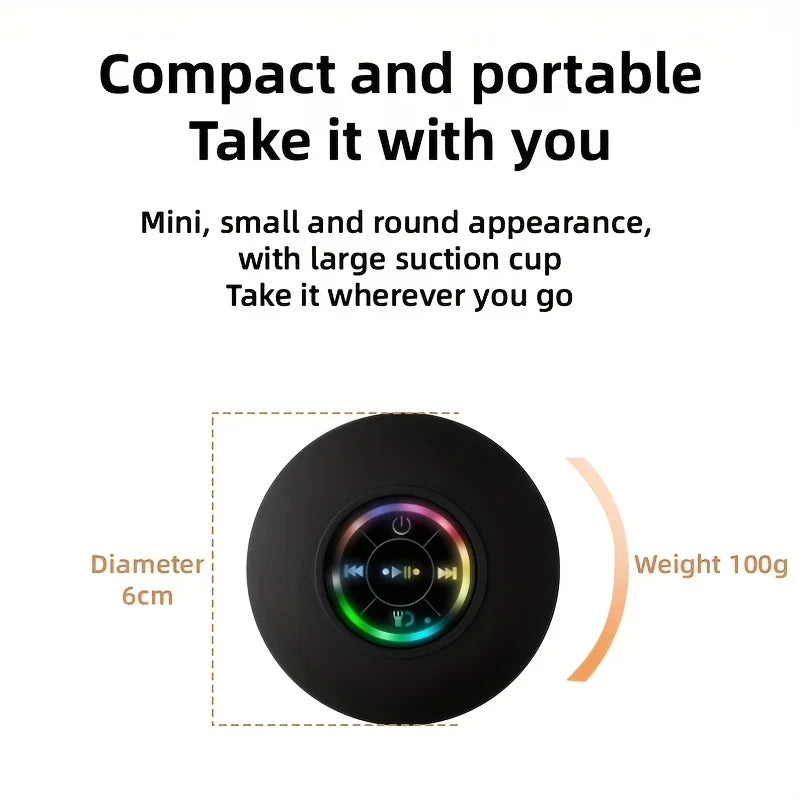 IPX4 Waterproof Bluetooth Speaker β Wireless with Suction Cup, LED Lights & Hi-Fi Sound