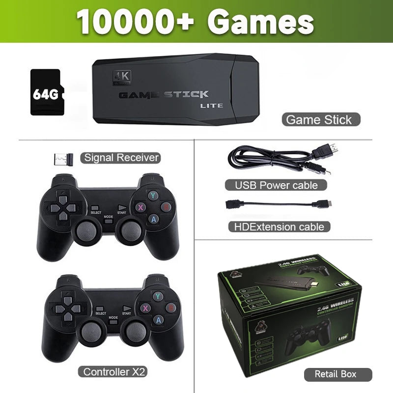 M8 Video Game Stick Lite โ 3,500+ Classic Games, 4K HD Output & Dual Wireless Controllers