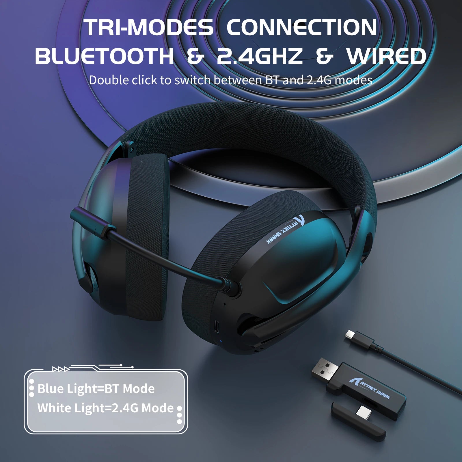 Attack Shark L80 Tri-Mode Gaming Headset