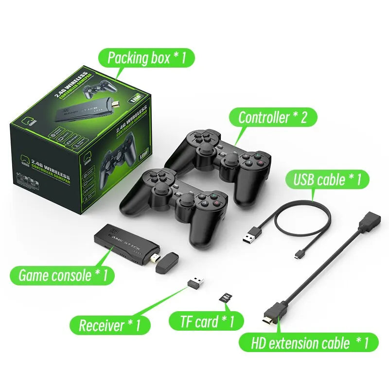 M8 Video Game Stick Lite โ 3,500+ Classic Games, 4K HD Output & Dual Wireless Controllers
