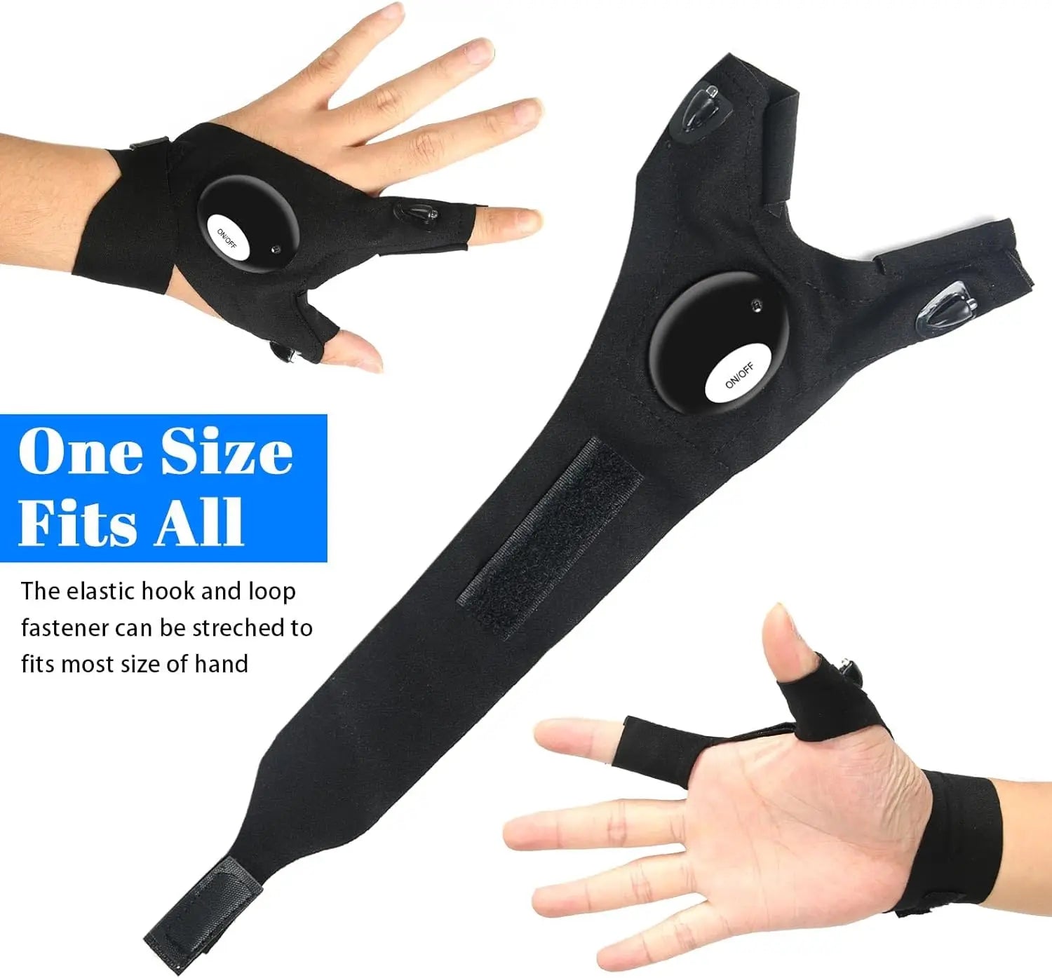 LED Flashlight Glove β Waterproof Half-Finger Light for Night Fishing, Camping & Repairs