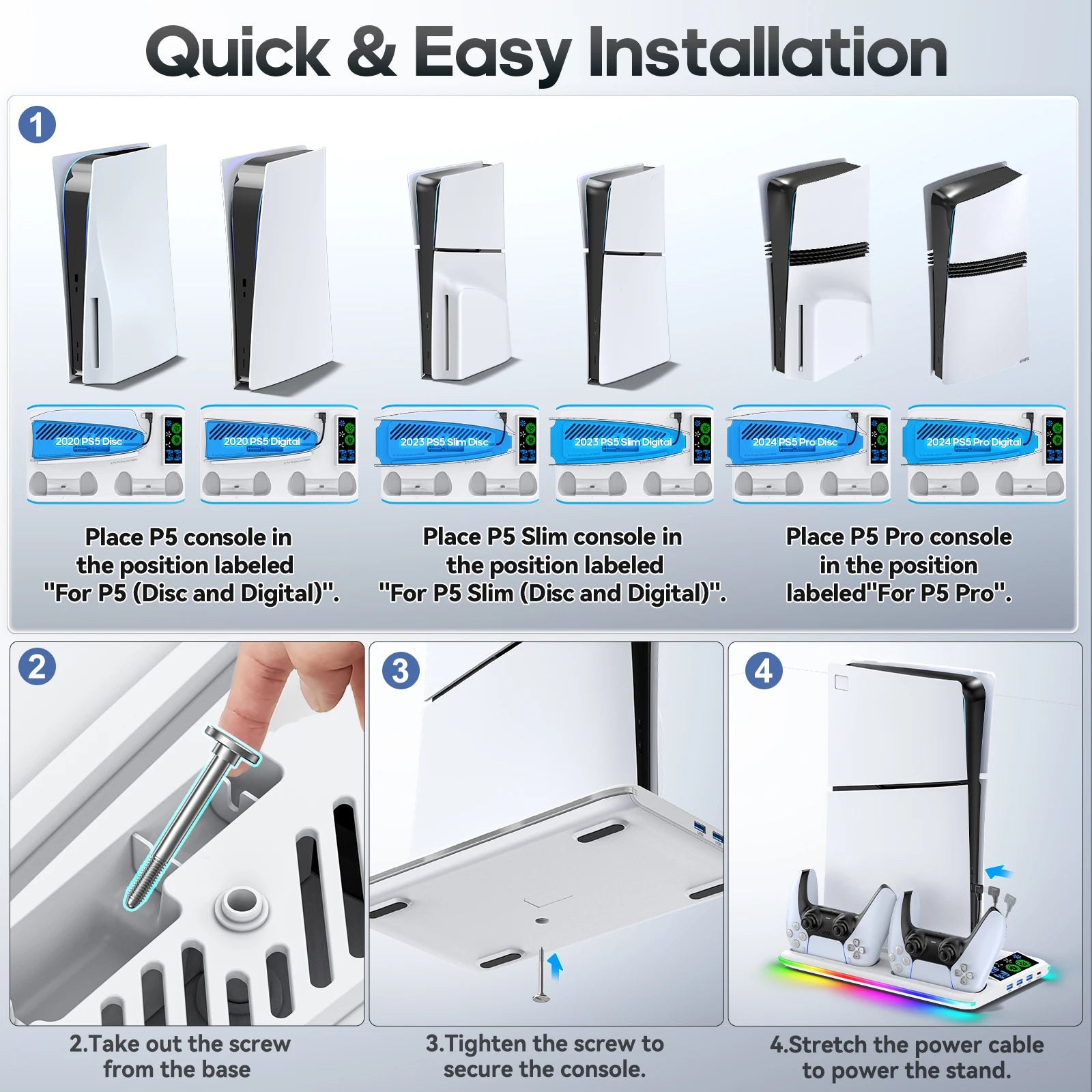 RGB Cooling Stand for PS5