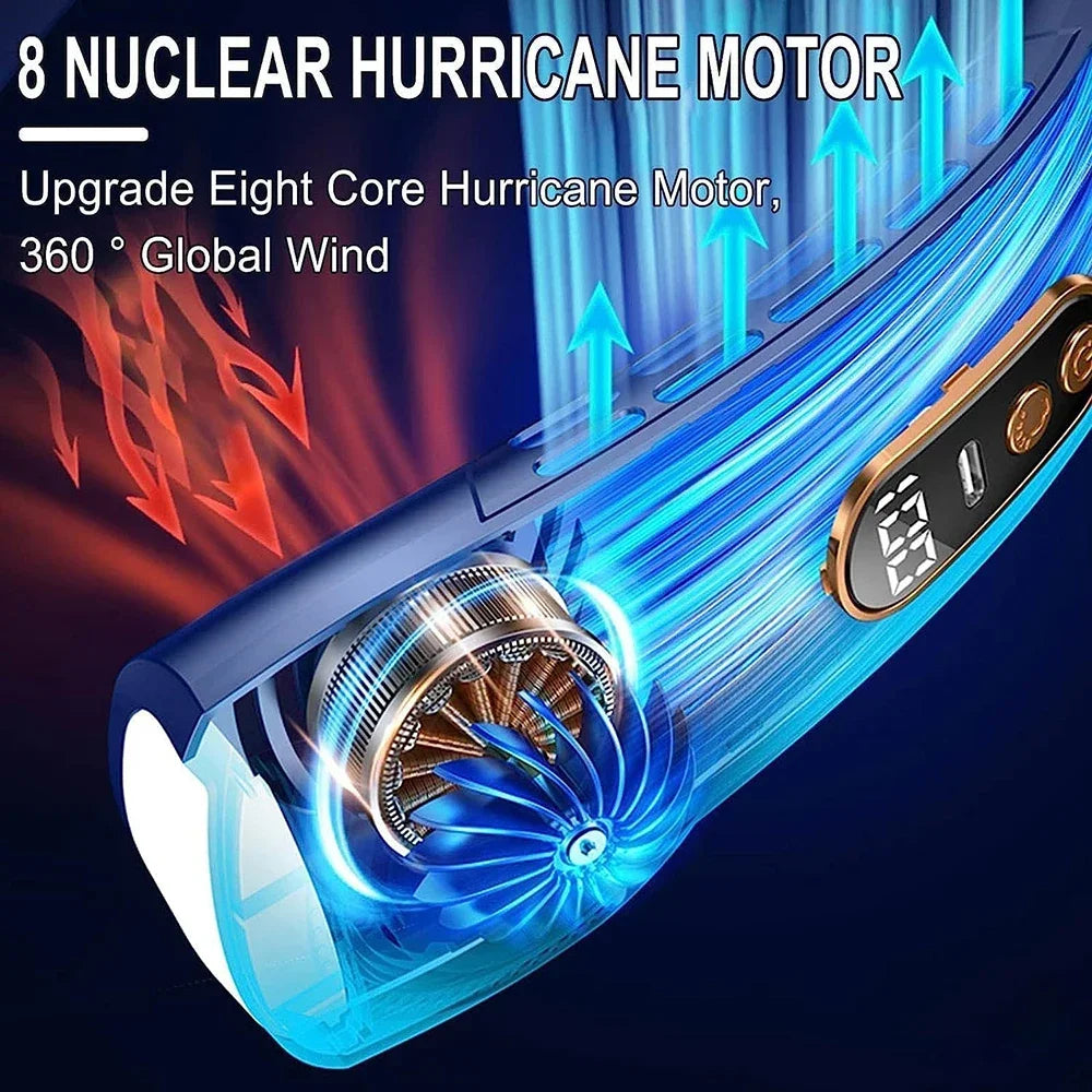 Portable Bladeless Neck Fan β Hanging Air Cooler with Digital Display & Rechargeable Battery