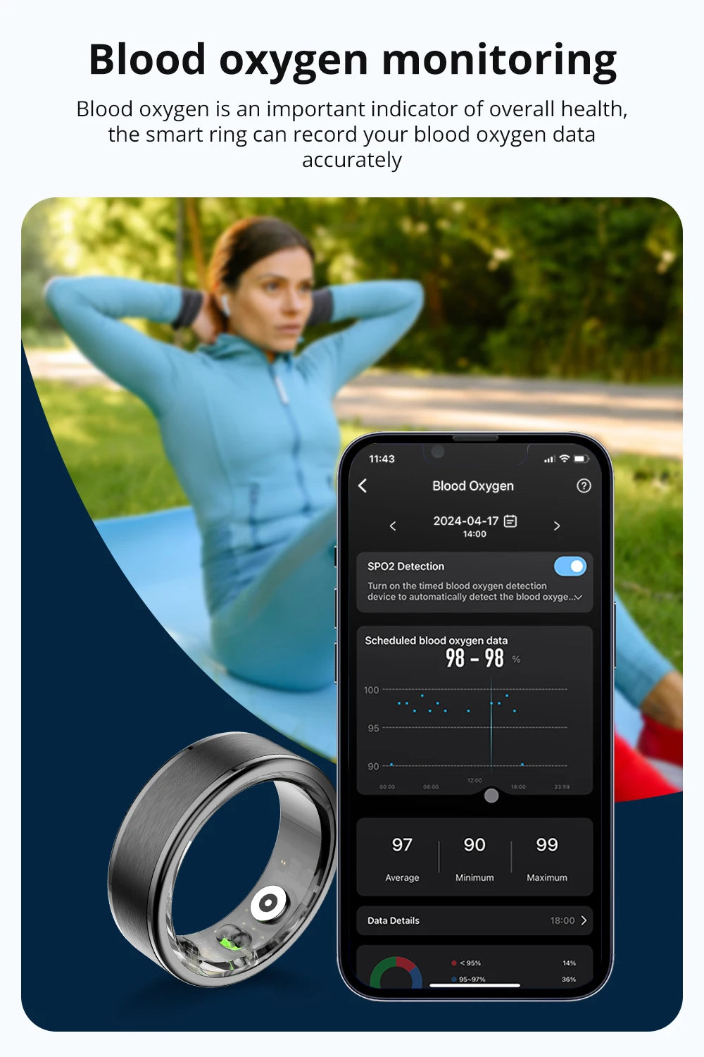COLMI Smart Ring Health Tracker – Heart Rate, Sleep, Activity & Stress Monitor with App