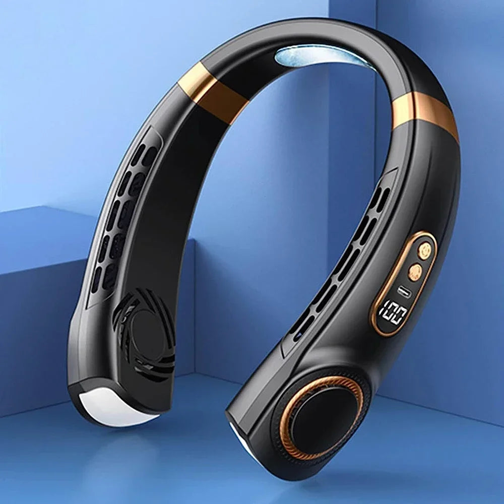 Portable Bladeless Neck Fan β Hanging Air Cooler with Digital Display & Rechargeable Battery