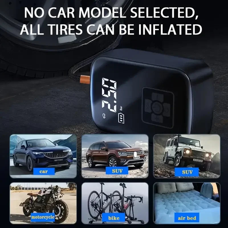 Wireless Car Air Compressor β Portable Tire Inflator with Digital Display & LED Light