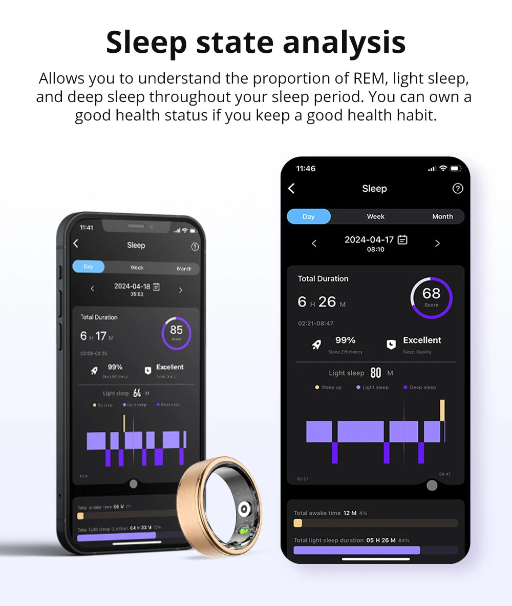 COLMI Smart Ring Health Tracker – Heart Rate, Sleep, Activity & Stress Monitor with App