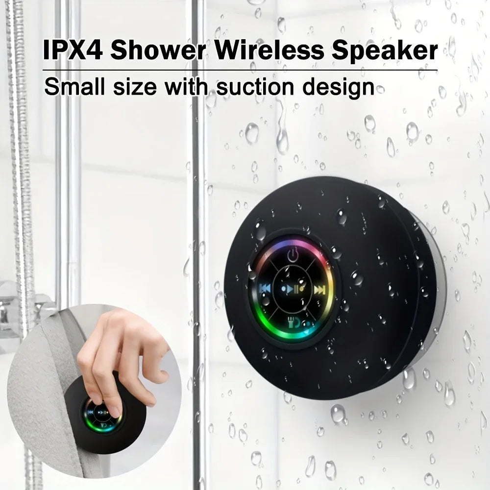IPX4 Waterproof Bluetooth Speaker β Wireless with Suction Cup, LED Lights & Hi-Fi Sound