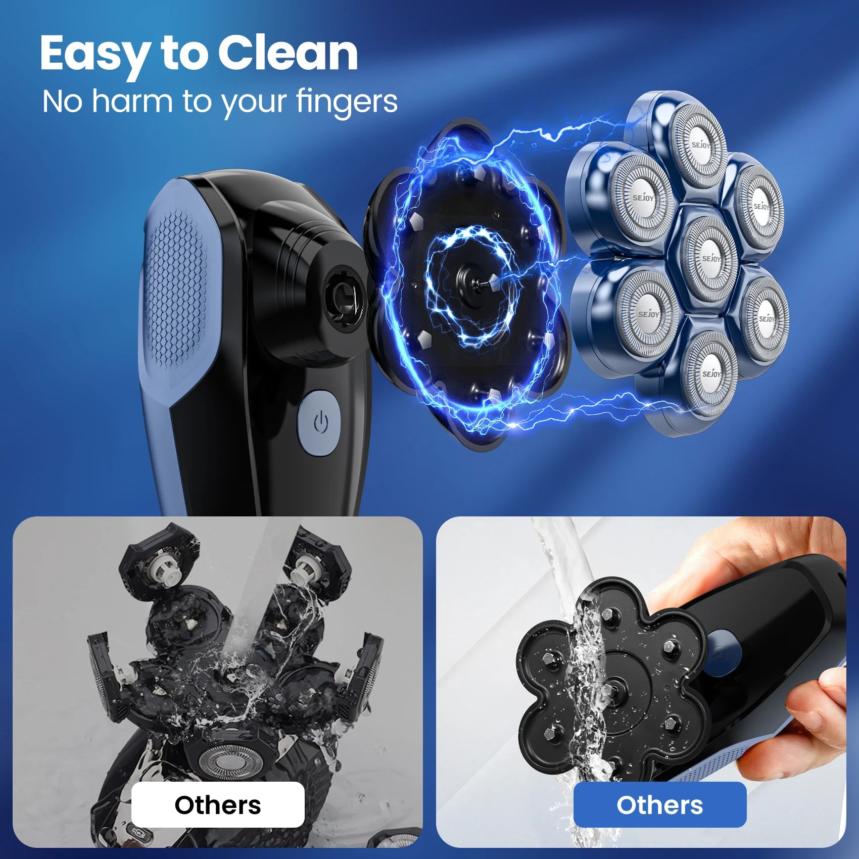 5-in-1 Electric Head Shaver for Bald Men – 7D Floating Blades, Waterproof Grooming Kit