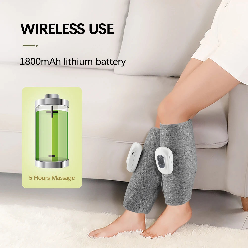 360° Wireless Air Compression Calf Massager – Portable Leg Therapy for Pain Relief & Recovery