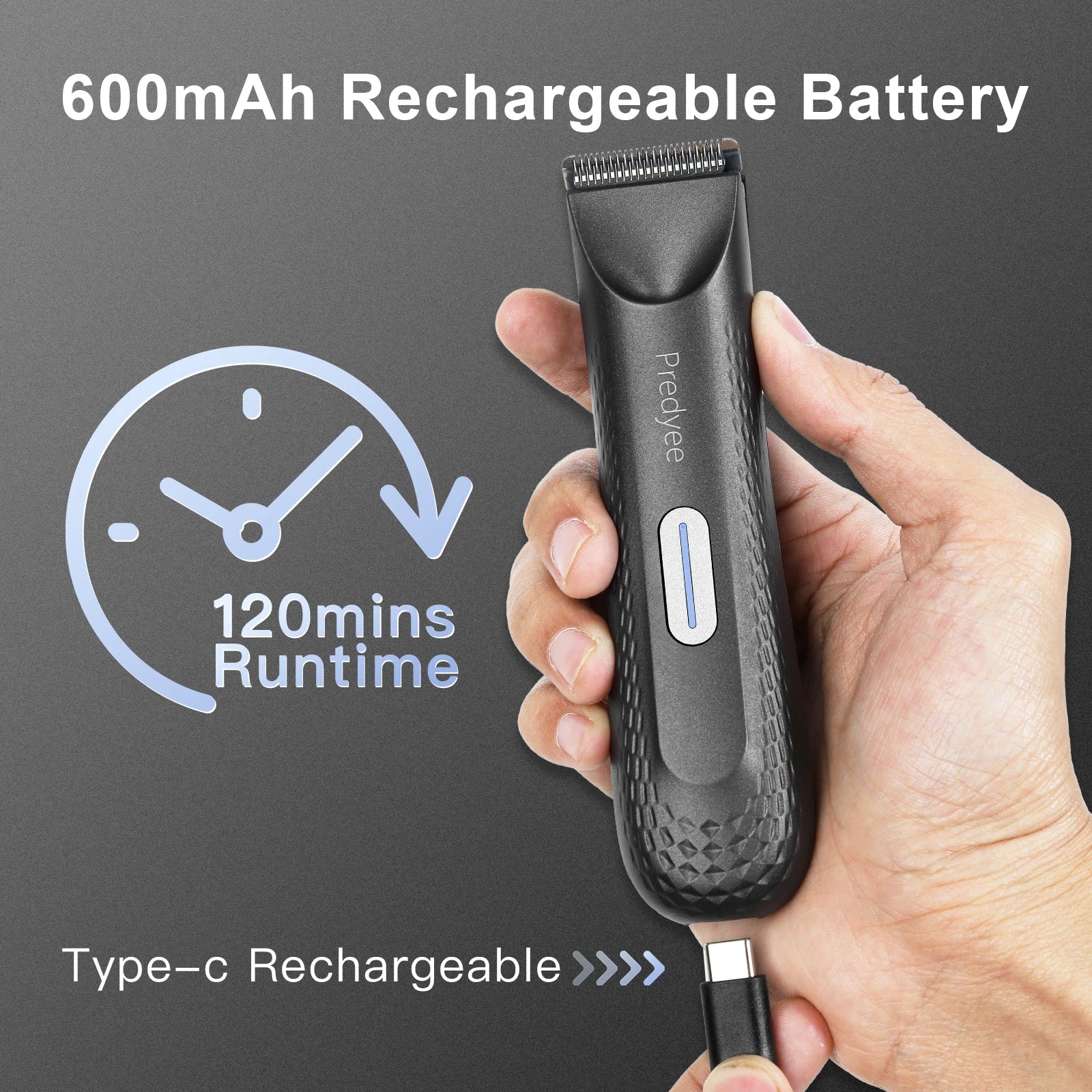 Men’s Waterproof Groin Trimmer – Skin-Safe Electric Body Groomer with Ceramic Blade