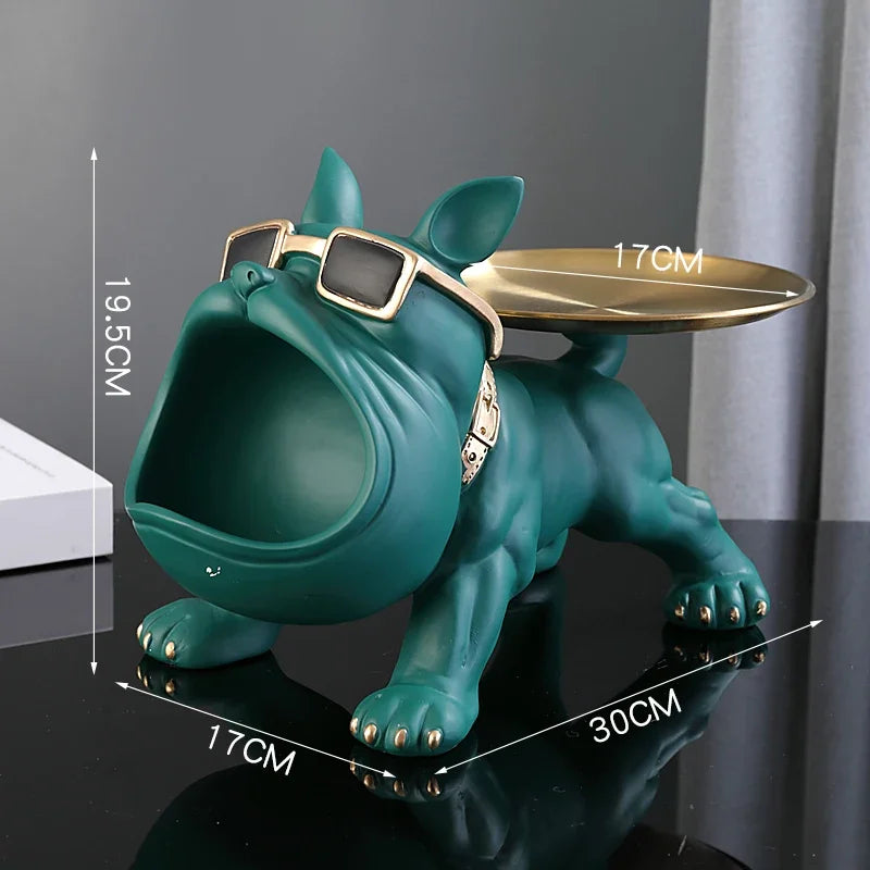30cm Bulldog Statue Storage Box – Resin Dog Figurine for Home Decor & Desktop Organization