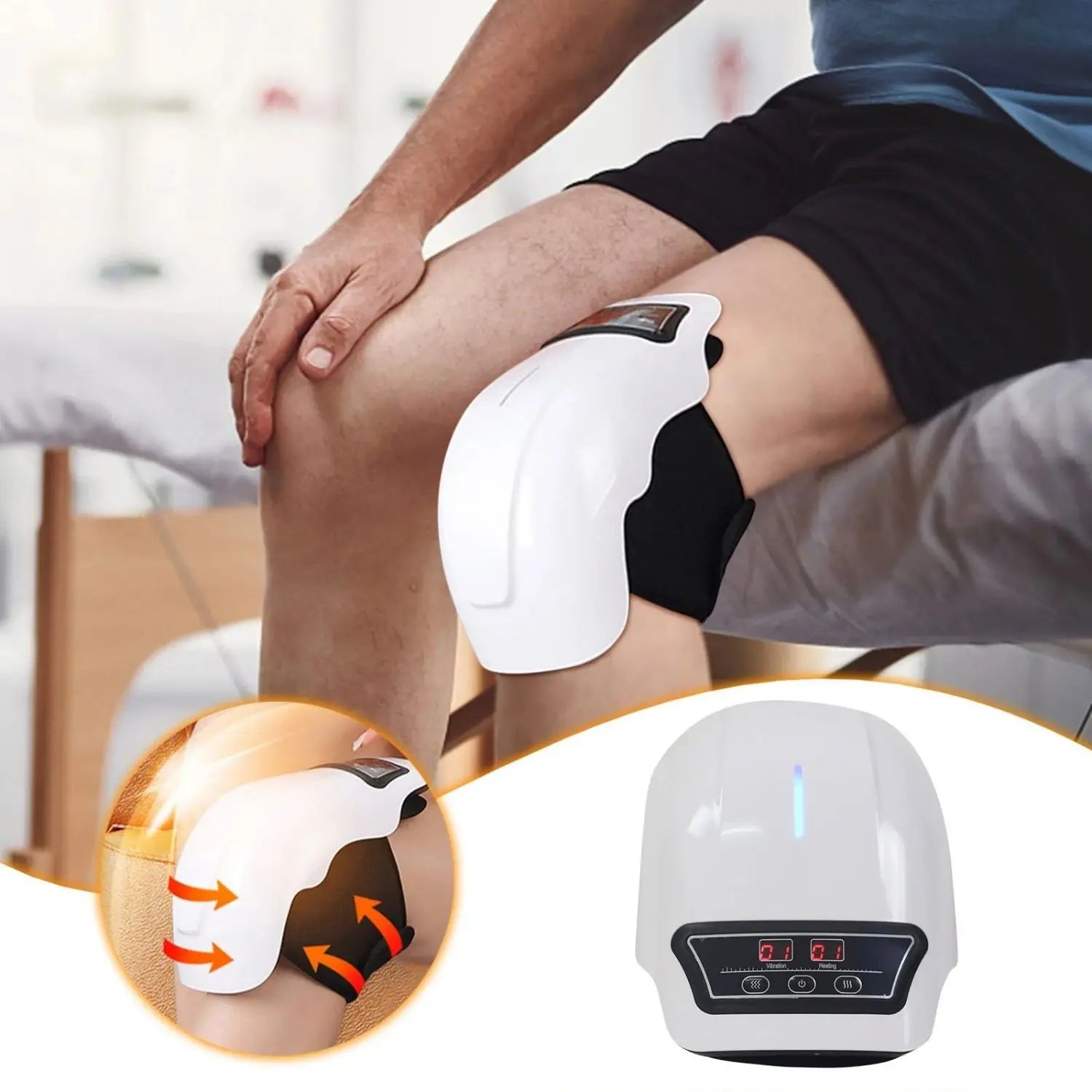 Wireless Knee Massager – Vibration, Heat & Herbal Therapy for Pain Relief & Recovery