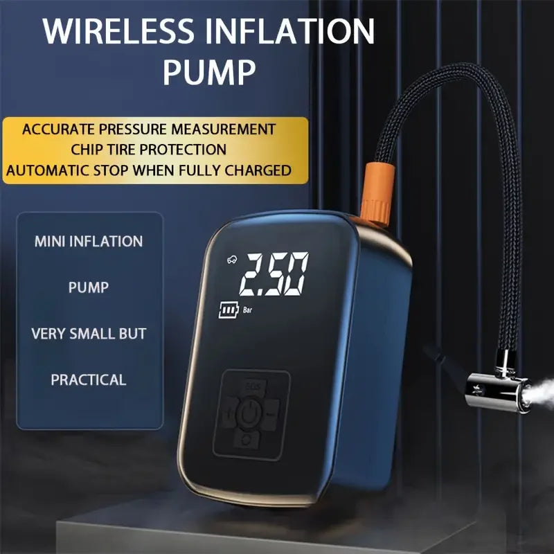 Wireless Car Air Compressor – Portable Tire Inflator with Digital Display & LED Light