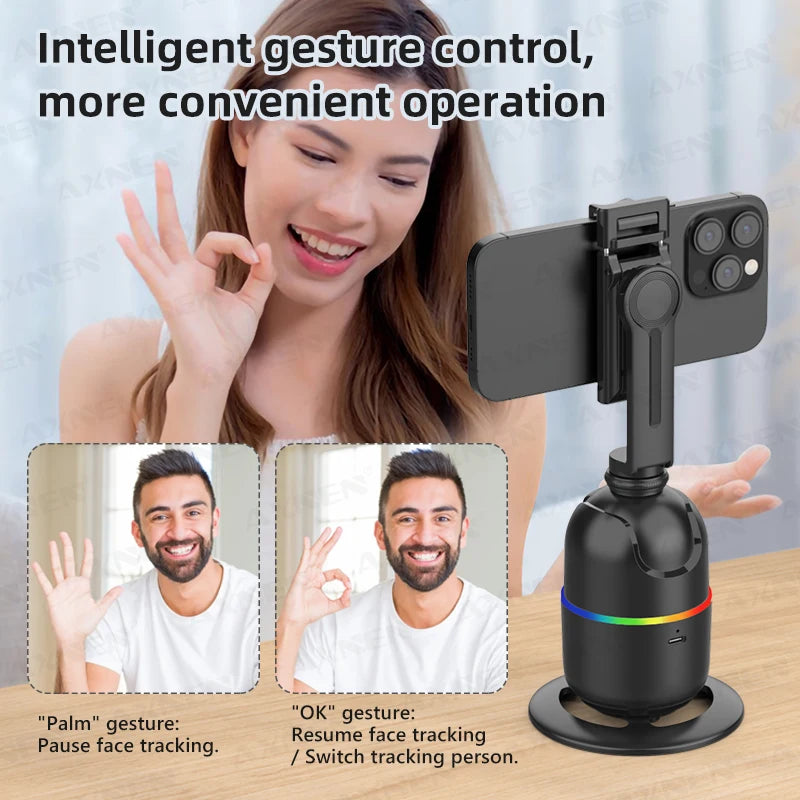 Axnen Smart Auto Face Tracking AI Gimbal – Hands-Free 360° Rotation for Phones & Action Cameras